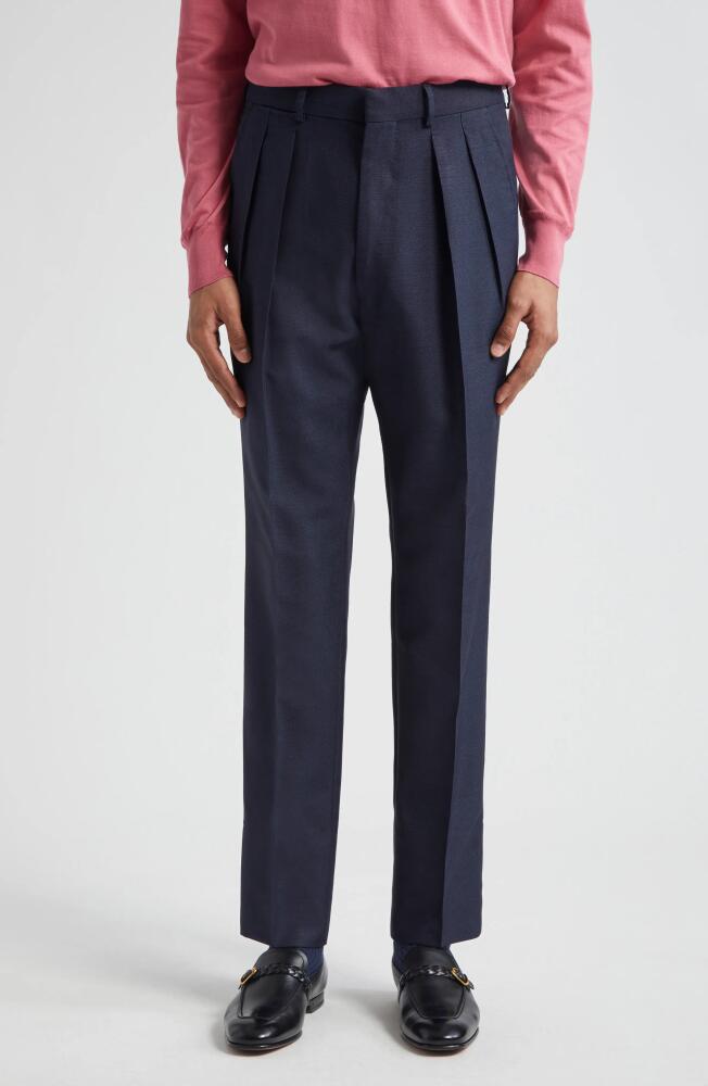 TOM FORD Atticus Tailored Silk Trousers in Navy Cover