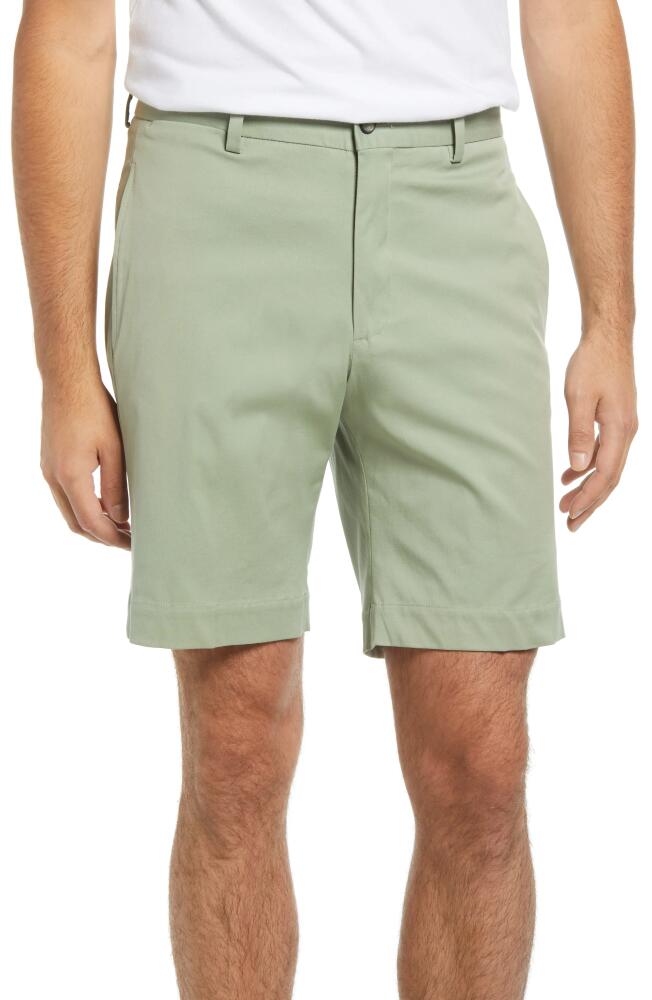 Berle Charleston Khakis Flat Front Stretch Twill Shorts in Sage Cover