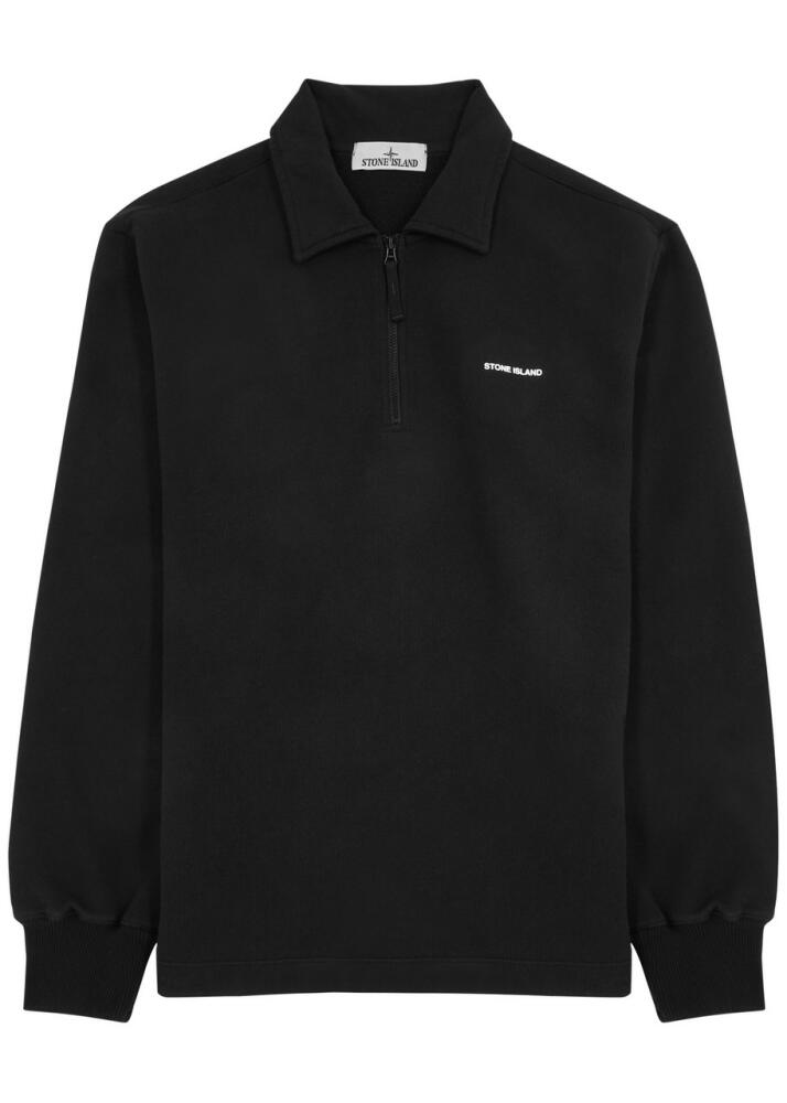 Stone Island Logo Half-zip Cotton Sweatshirt - Black Cover