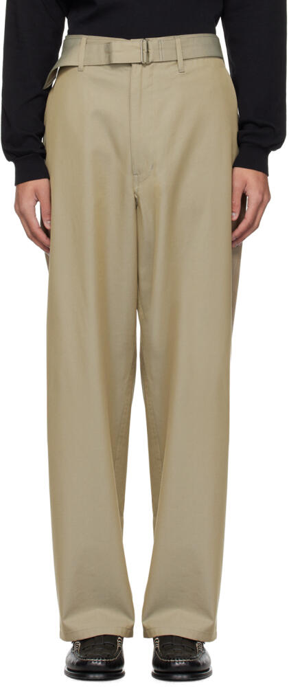 AURALEE Taupe Belted Trousers Cover