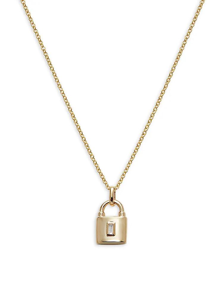 Effy Women's 14K Yellow Gold & 0.02 TCW Diamond Padlock Pendant Necklace Cover