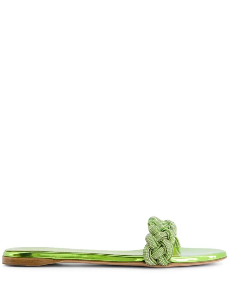 Giambattista Valli crystal-embellished braided sandals - Green Cover