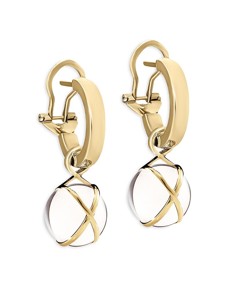 L. Klein 18K Yellow Gold Prisma Black Agate Crossover Dangle Hoop Drop Earrings Cover