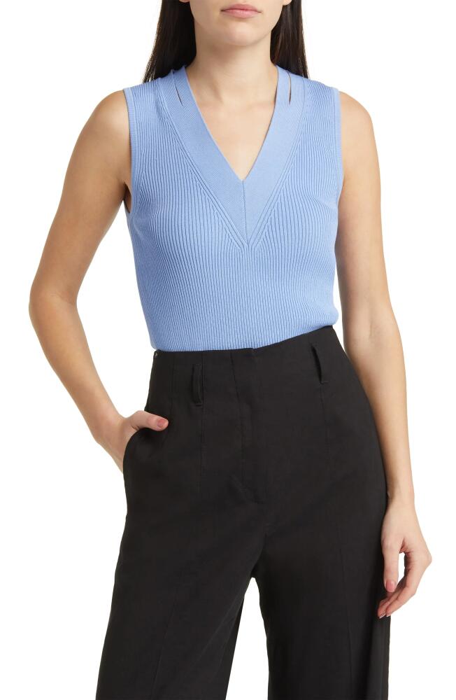 BOSS Fality Sleeveless Cutout Rib Sweater in Hydrangea Cover