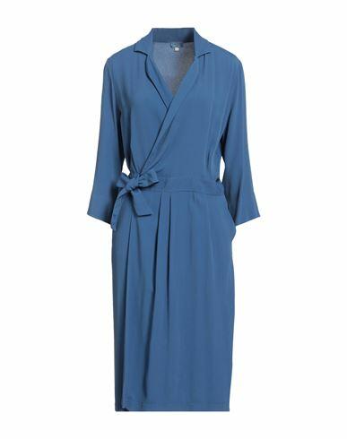 Her Shirt Her Dress Woman Midi dress Blue Viscose, Silk Cover