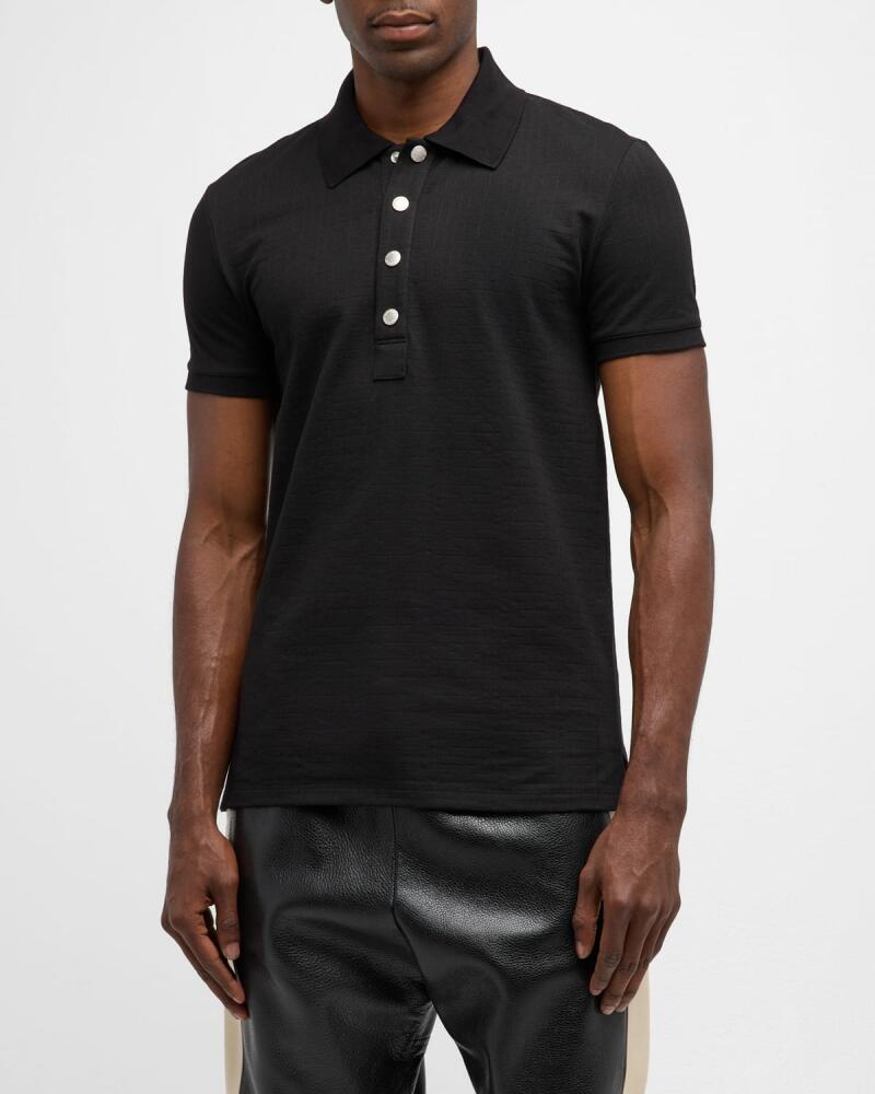 Balmain Men's Monogram Pique Polo Shirt Cover