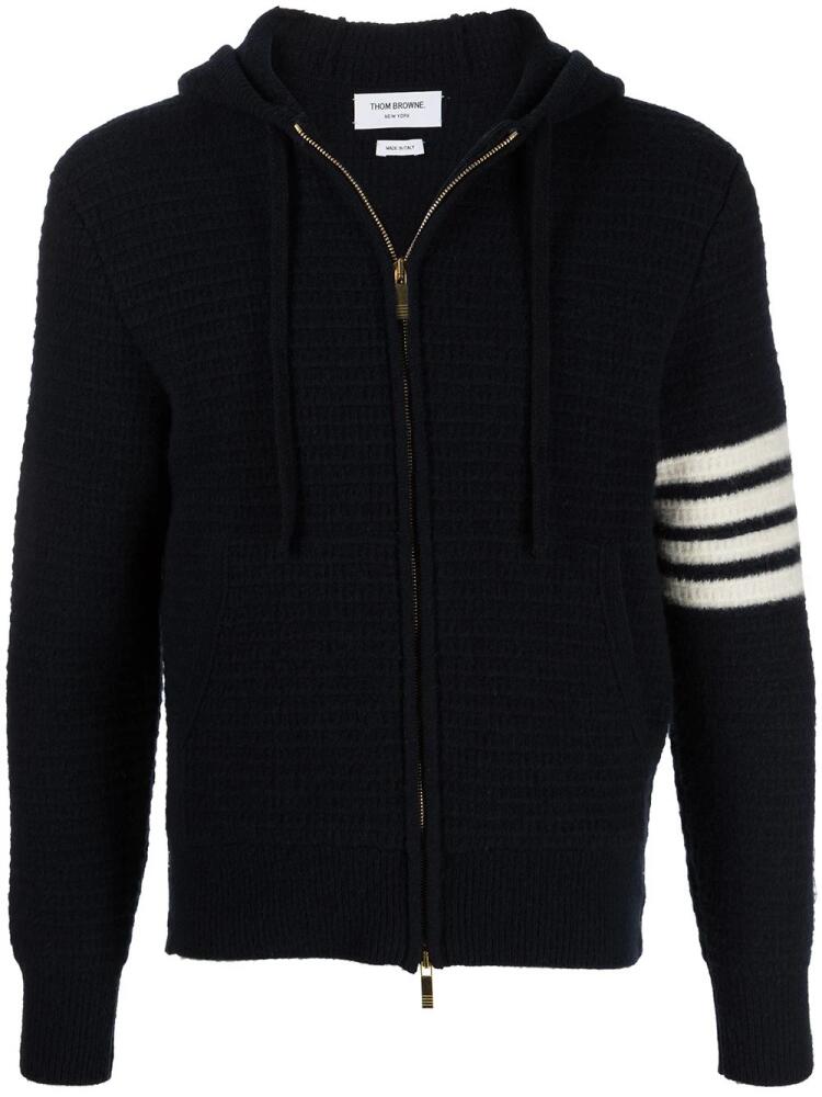 Thom Browne 4-Bar stripe knitted hoodie - Blue Cover