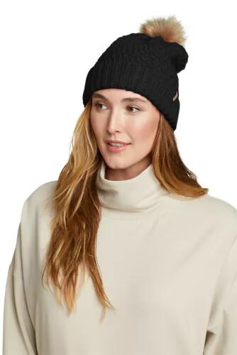 Eddie Bauer Women's Cabin Faux Fur Pom Beanie Cover