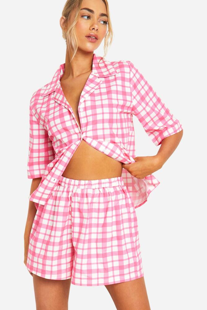 boohoo Womens Pink Flannel Cotton Poplin Short Cover