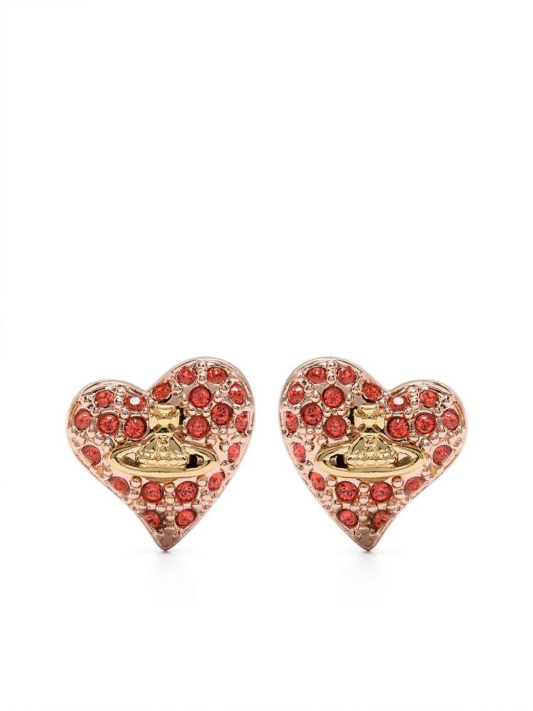 Vivienne Westwood Tiny Diamante Heart earrings - Gold Cover