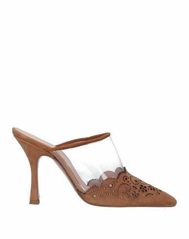 Ermanno Di Ermanno Scervino Woman Mules & Clogs Camel Soft Leather, Plastic Cover