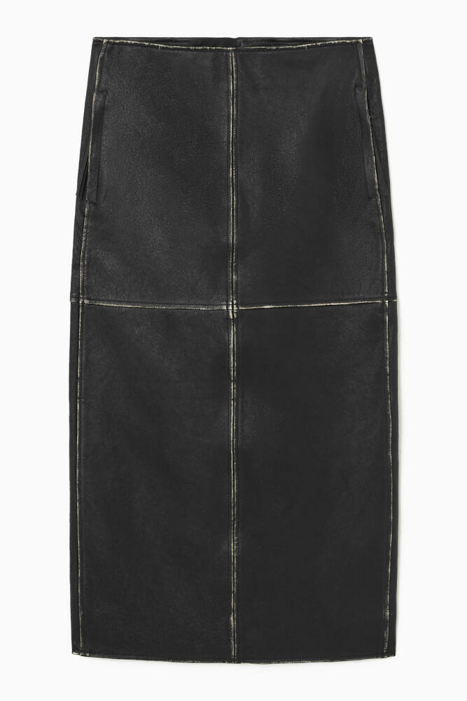 COS PANELED LEATHER RACER MIDI SKIRT Cover