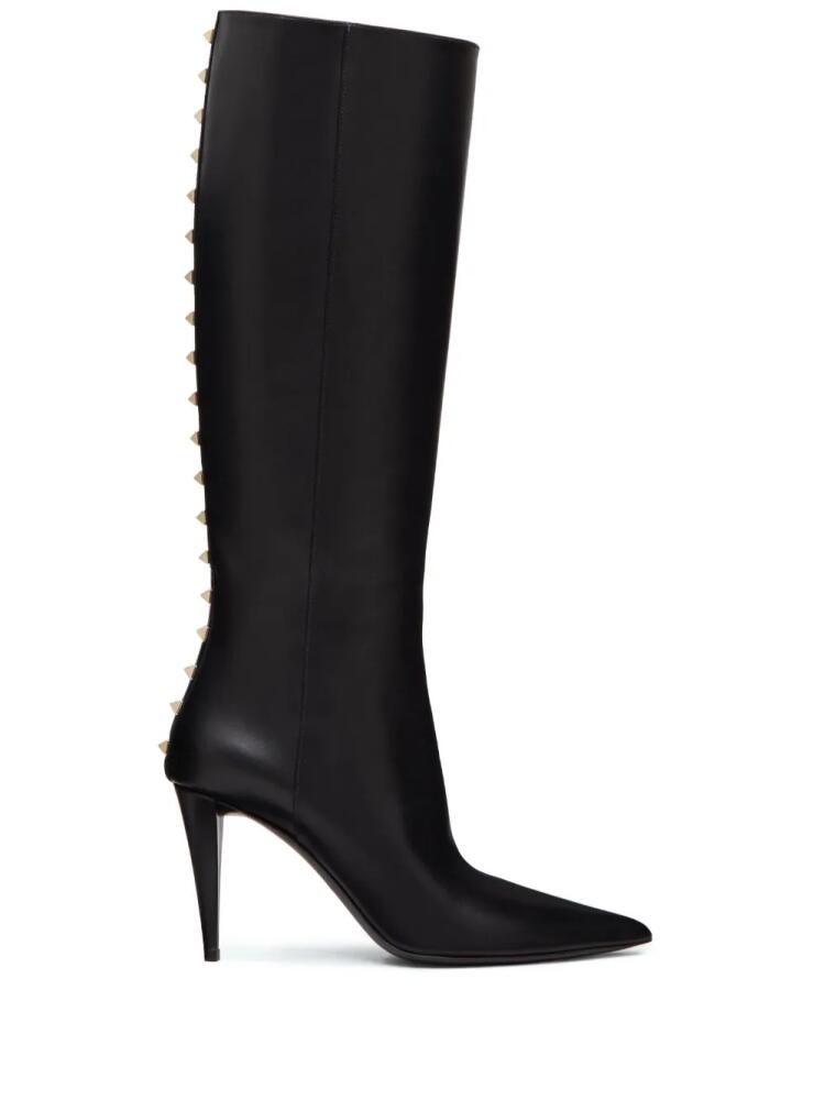 Valentino Garavani Rockstud 90mm knee-high leather boots - Black Cover