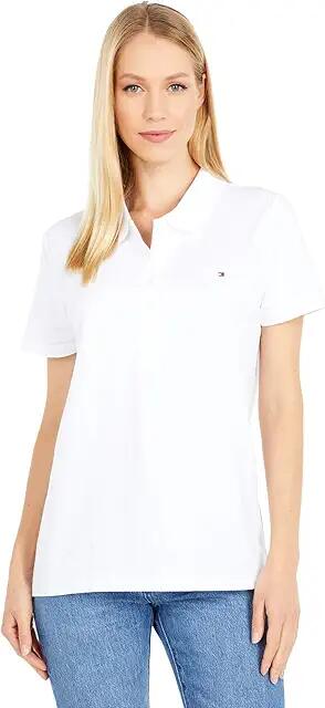 Tommy Hilfiger Solid Short Sleeve Polo (White) Women's Clothing Cover