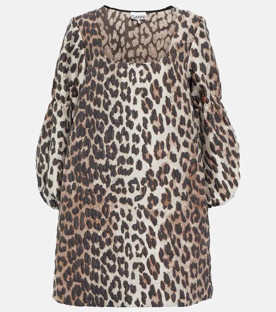 Ganni Jacquard leopard-print minidress Cover