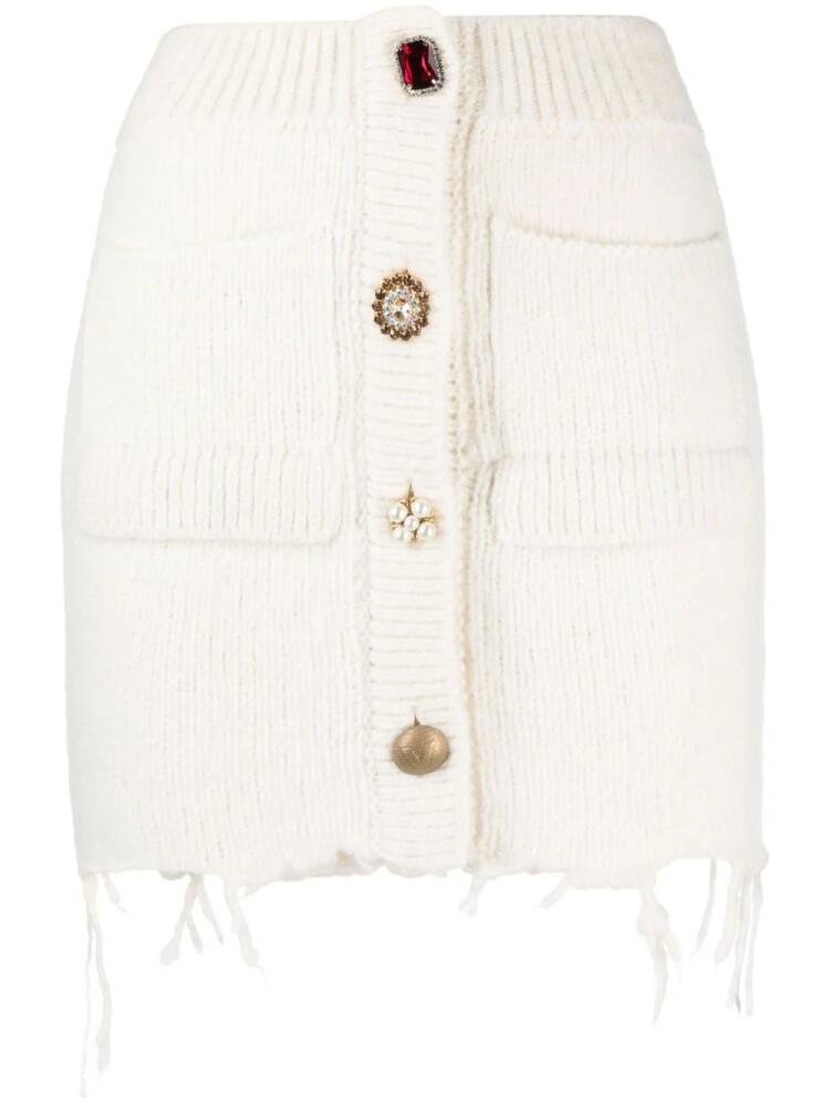 VETEMENTS rhinestone-embellished knitted miniskirt - White Cover