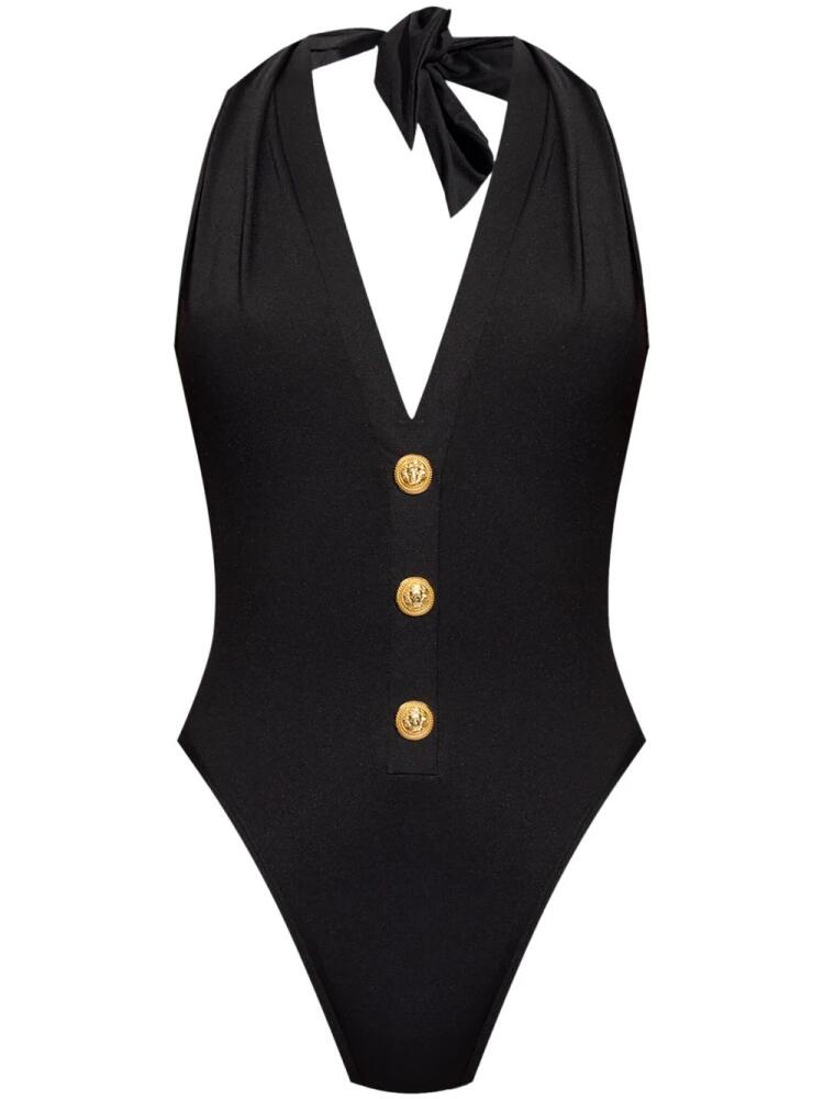 Balmain v-neck button detail swimsuit - Black Cover