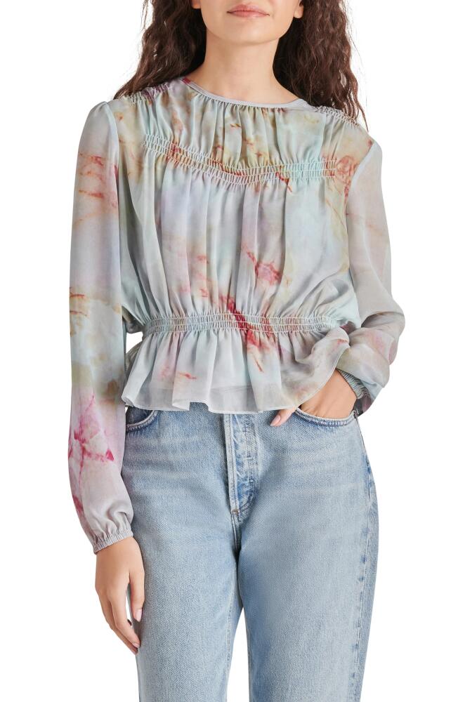 Steve Madden Pyper Ruched Satin Peplum Top in Misty Rose Cover