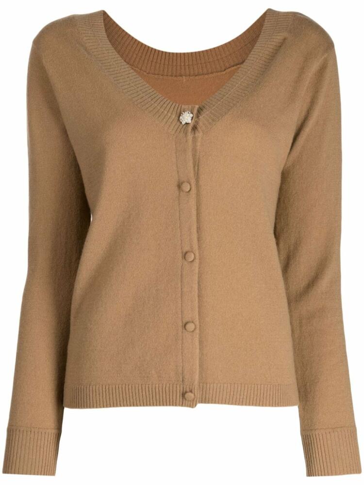 Paule Ka round-neck cashmere cardigan - Brown Cover