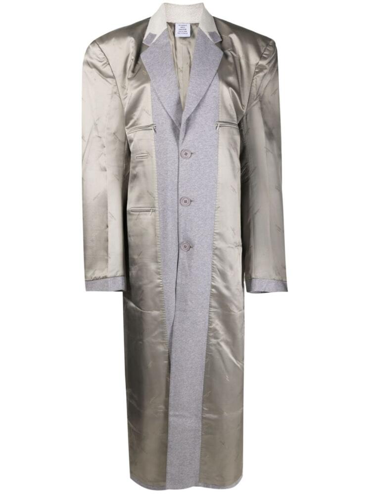 VETEMENTS single-breasted panelled coat - Grey Cover