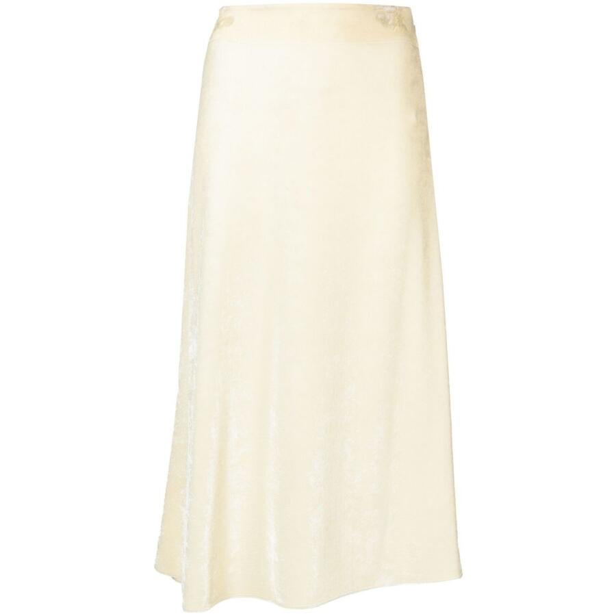 Jil Sander Ladies Cosmic Latte Low Waist Velvet A-line Midi Skirt Cover