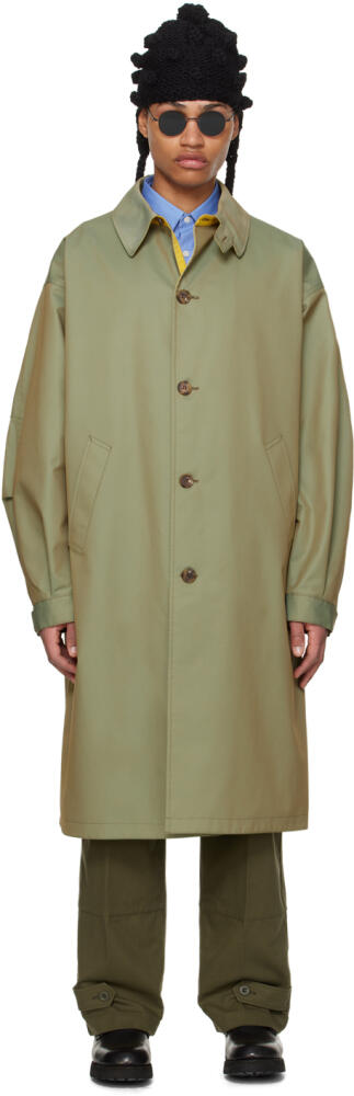 Comme des Garçons Homme Khaki Spread Collar Trench Coat Cover