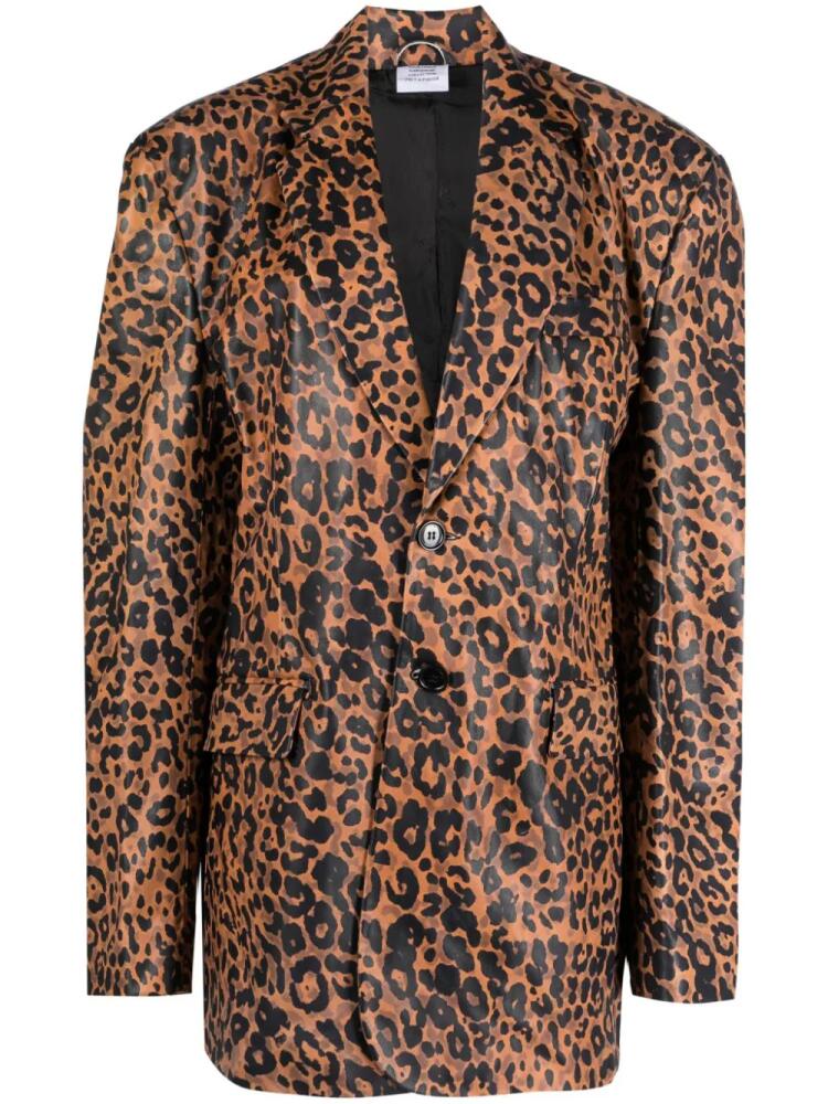 VETEMENTS leopard-print leather blazer - Brown Cover