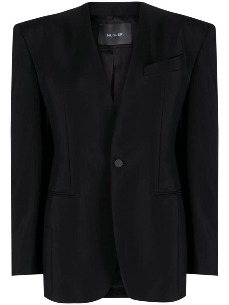 Mugler structured collarless blazer - Black Cover