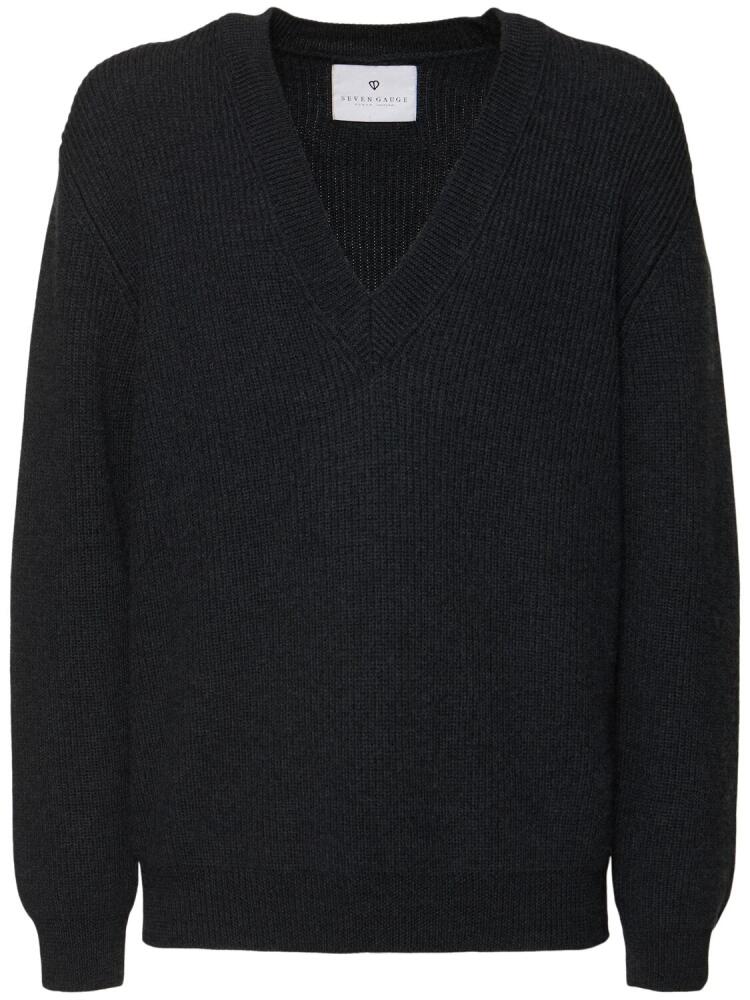 SEVEN GAUGE English Rib Wool Knit V-neck Sweater Cover