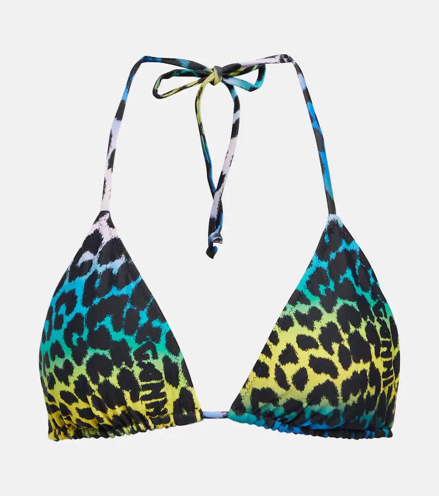 Ganni Leopard-print triangle bikini top Cover