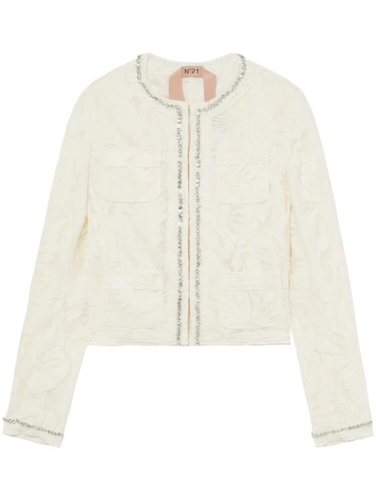 Nº21 crystal-embellished guipure lace jacket - White Cover