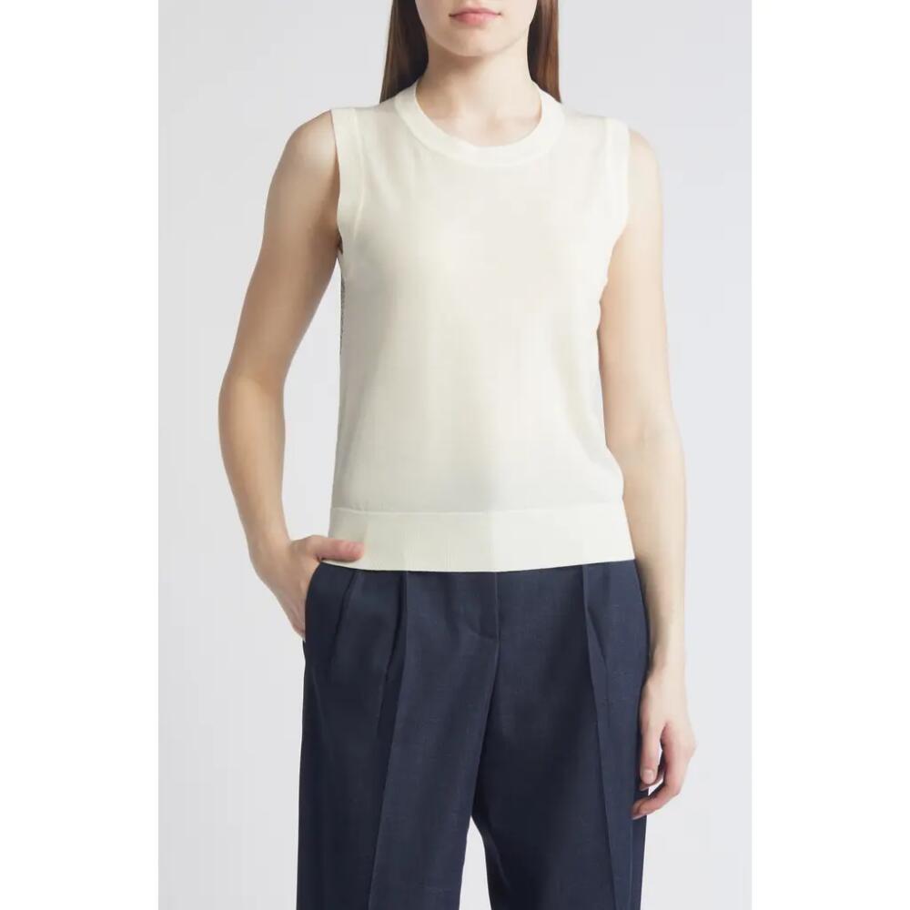 BOSS Flatina Mixed Media Sleeveless Sweater in Soft Cream Cover