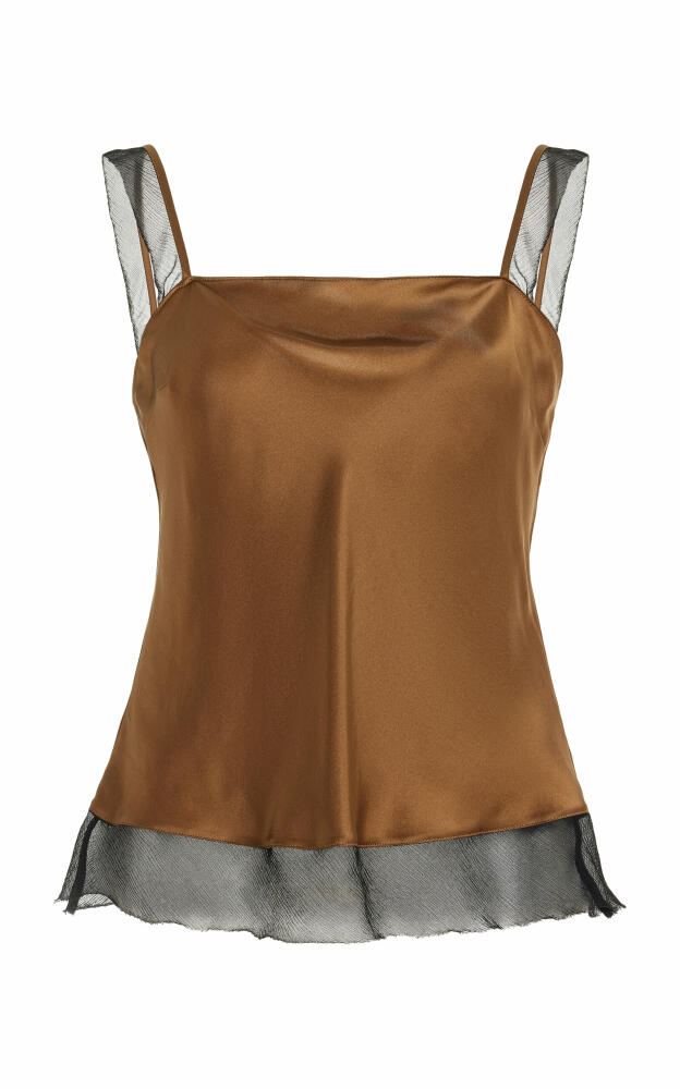 THE GARMENT - Catania Mesh-Trimmed Silk Tank Top - Green Cover