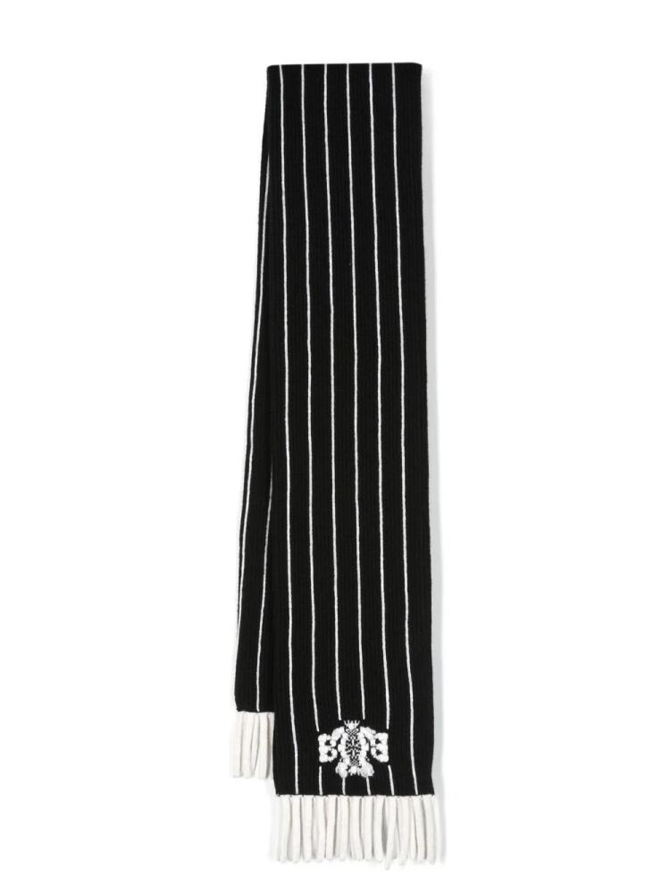 Barrie stripe-print logo-crest scarf - Black Cover