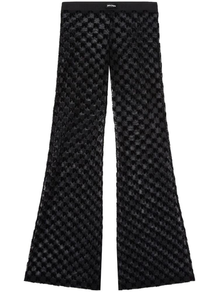 Palm Angels semi-sheer monogram flared trousers - Black Cover