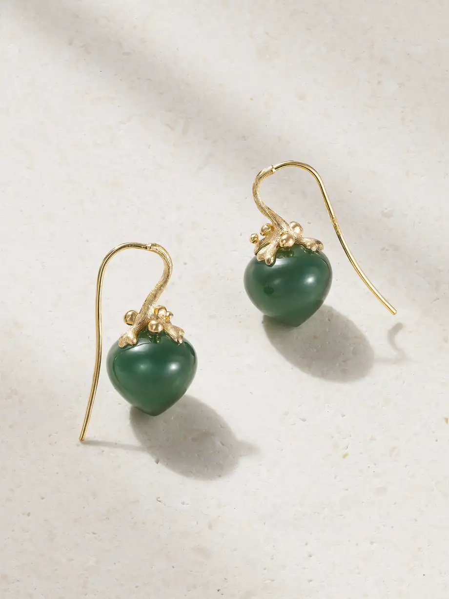 OLE LYNGGAARD COPENHAGEN - Dew Drops Large 18-karat Gold Serpentine Earrings - Green Cover