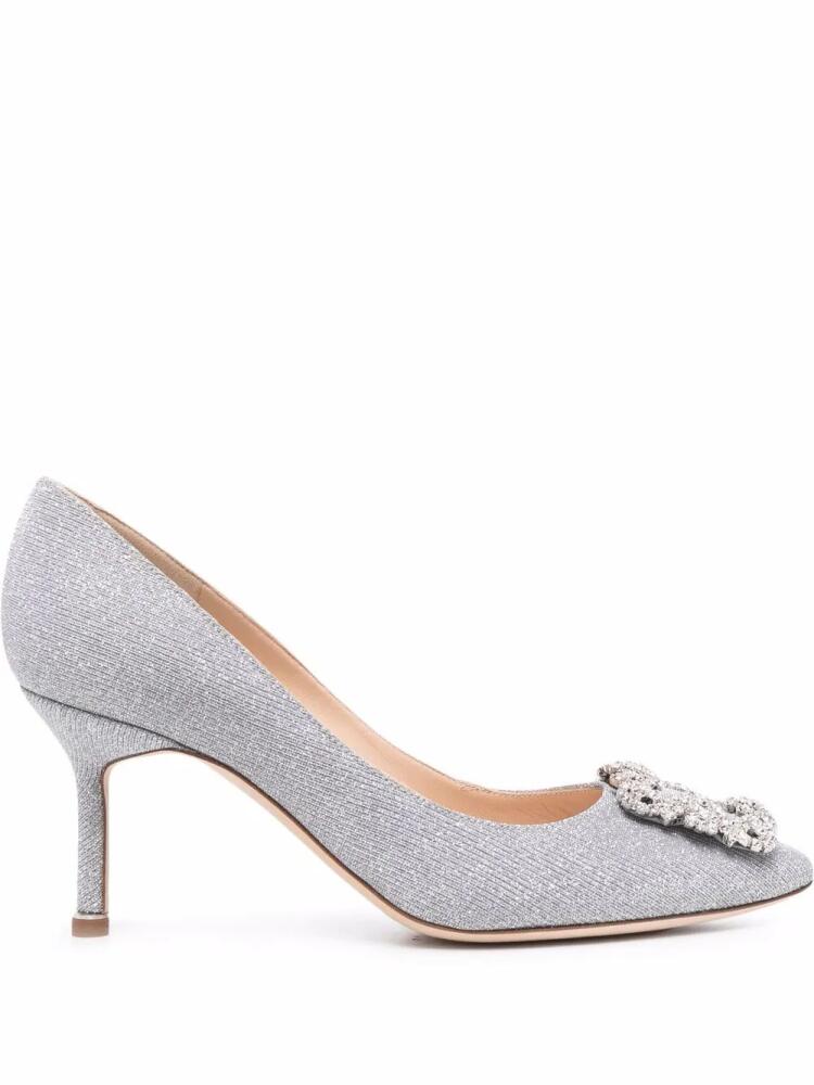 Manolo Blahnik Hangisi 70mm glitter pumps - Grey Cover