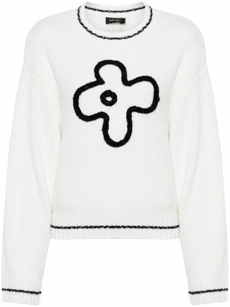 tout a coup floral-embroidered crew-neck jumper - White Cover