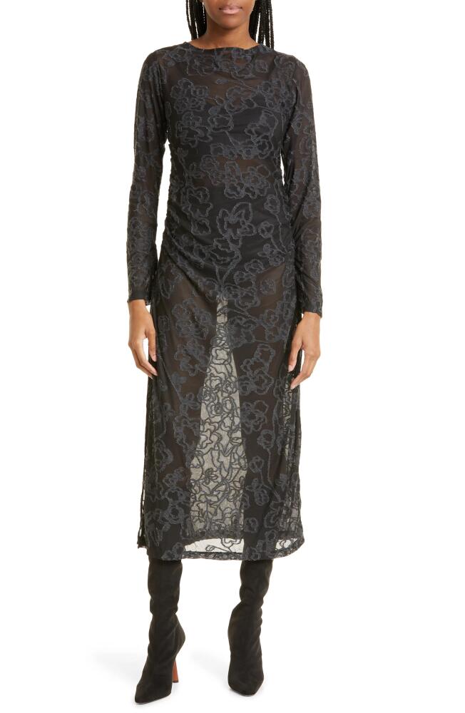 GESTUZ Thiagz Long Sleeve Midi Dress in Black Cover