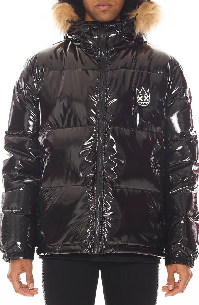 Cult of Individuality Down Puffer Jacket with Faux Fur Trim in Black Cover