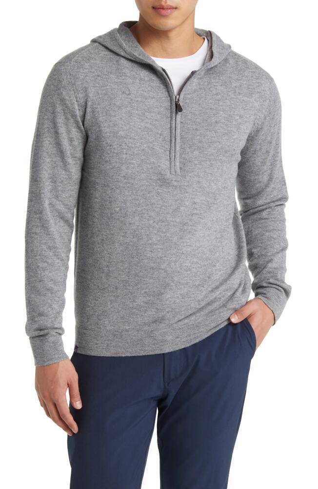 johnnie-O Mitch Hooded Half Zip Wool & Cashmere Sweater in Seal Cover