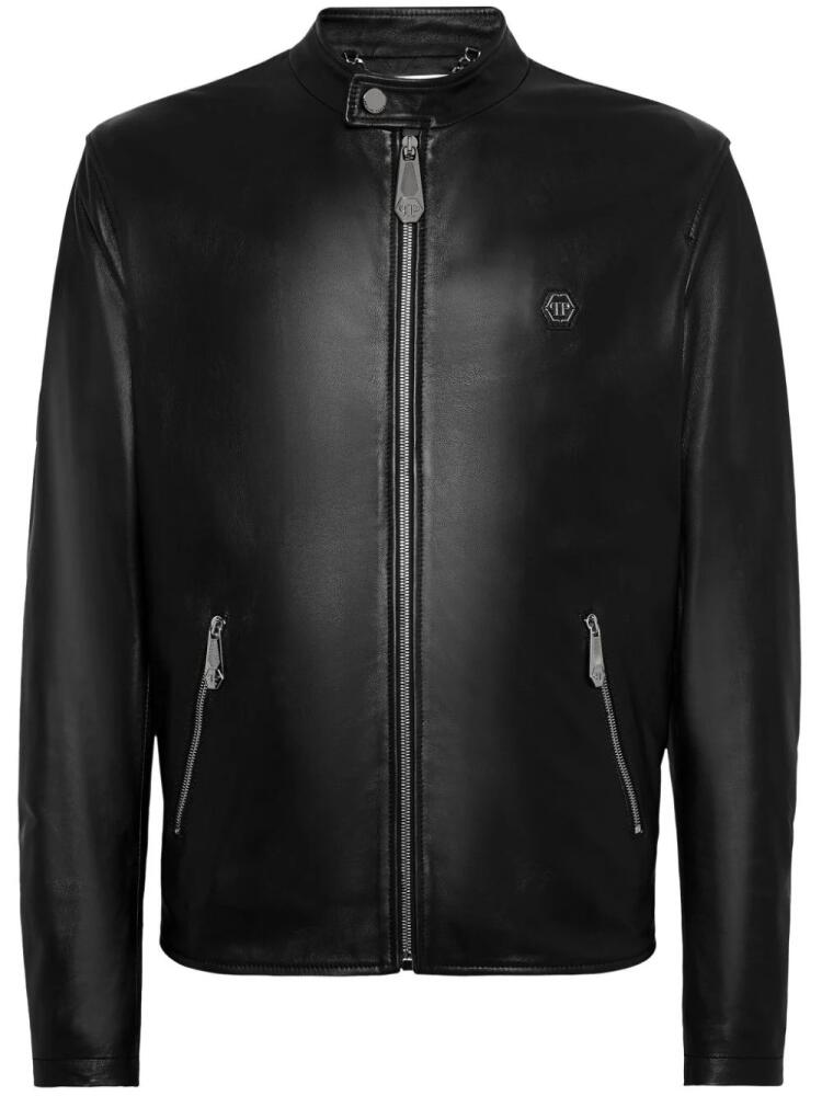 Philipp Plein leather moto jacket - Black Cover