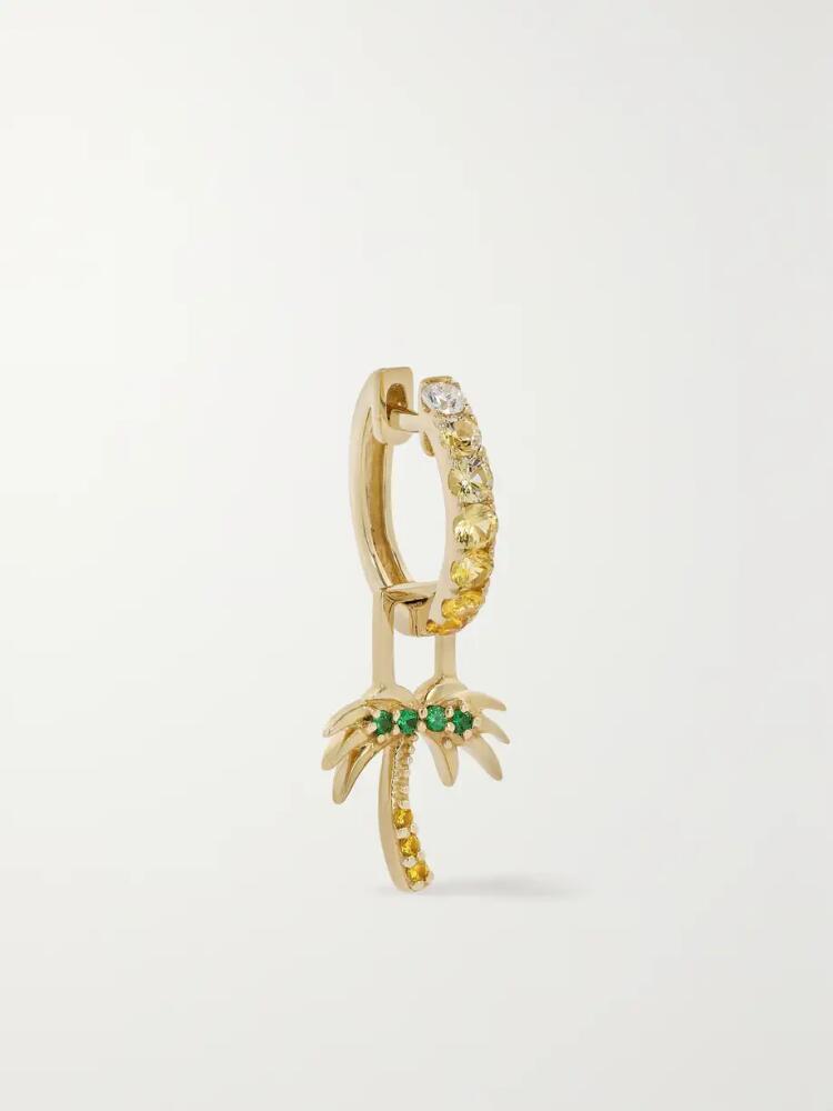 Robinson Pelham - Orb And Palm Tree Earwish 14-karat Gold Multi-stone Single Hoop Earring - One size Cover