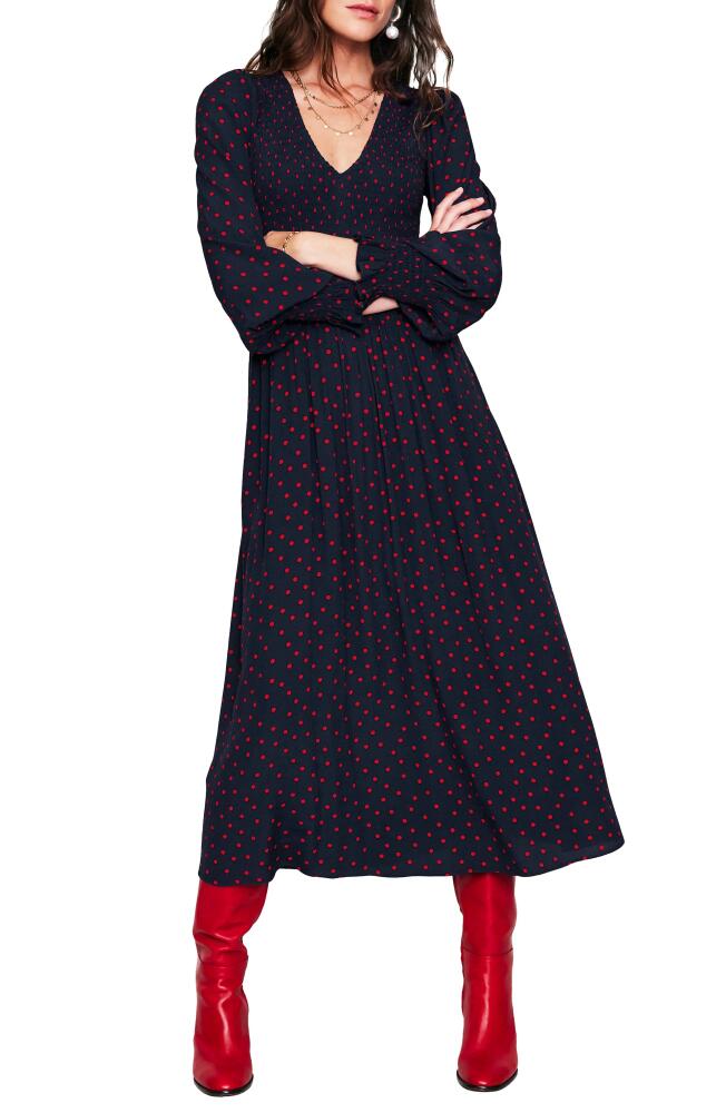 Boden Gemma Dot Long Sleeve Midi Dress in Red Abstract Dot Cover