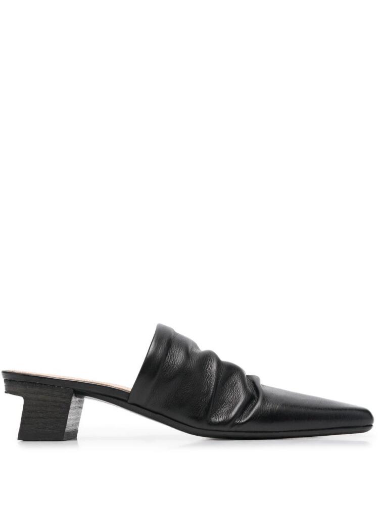 Marsèll ruched 45mm leather mules - Black Cover