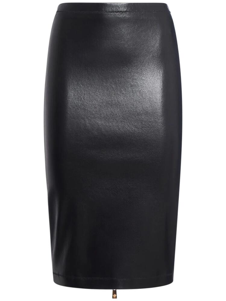 VERSACE Shiny Stretch Leather Midi Skirt Cover