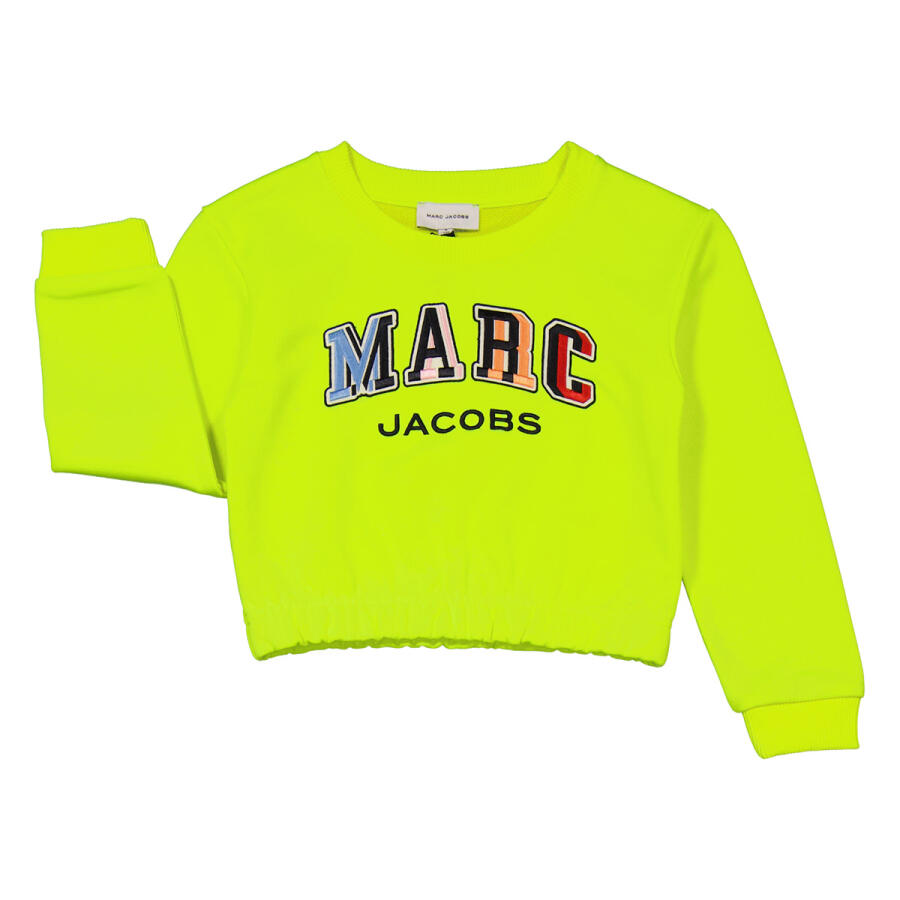 Little Marc Jacobs Girls Ochre Logo Embroidered Fleece Sweatshirt Cover