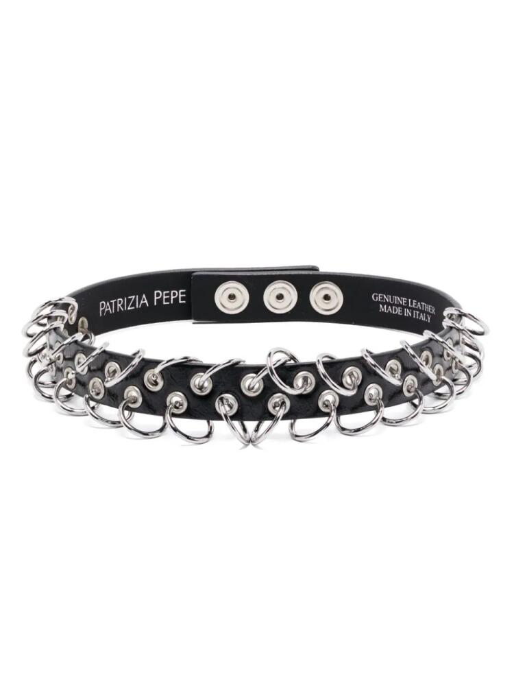 Patrizia Pepe Piercing leather choker - Silver Cover