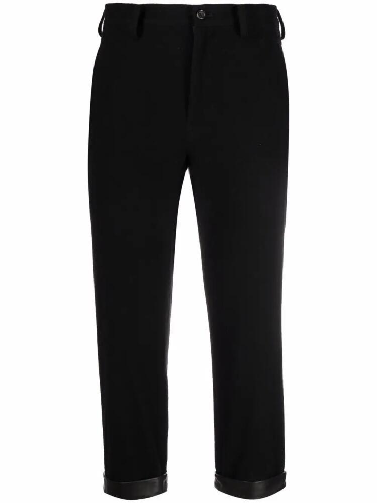 Yohji Yamamoto cropped leather-cuff trousers - Black Cover