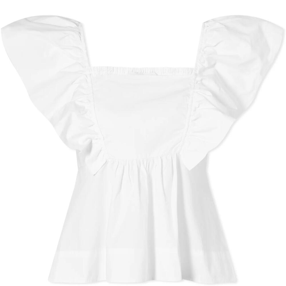 GANNI Women's Ruffle Blouse in Bright White Cover